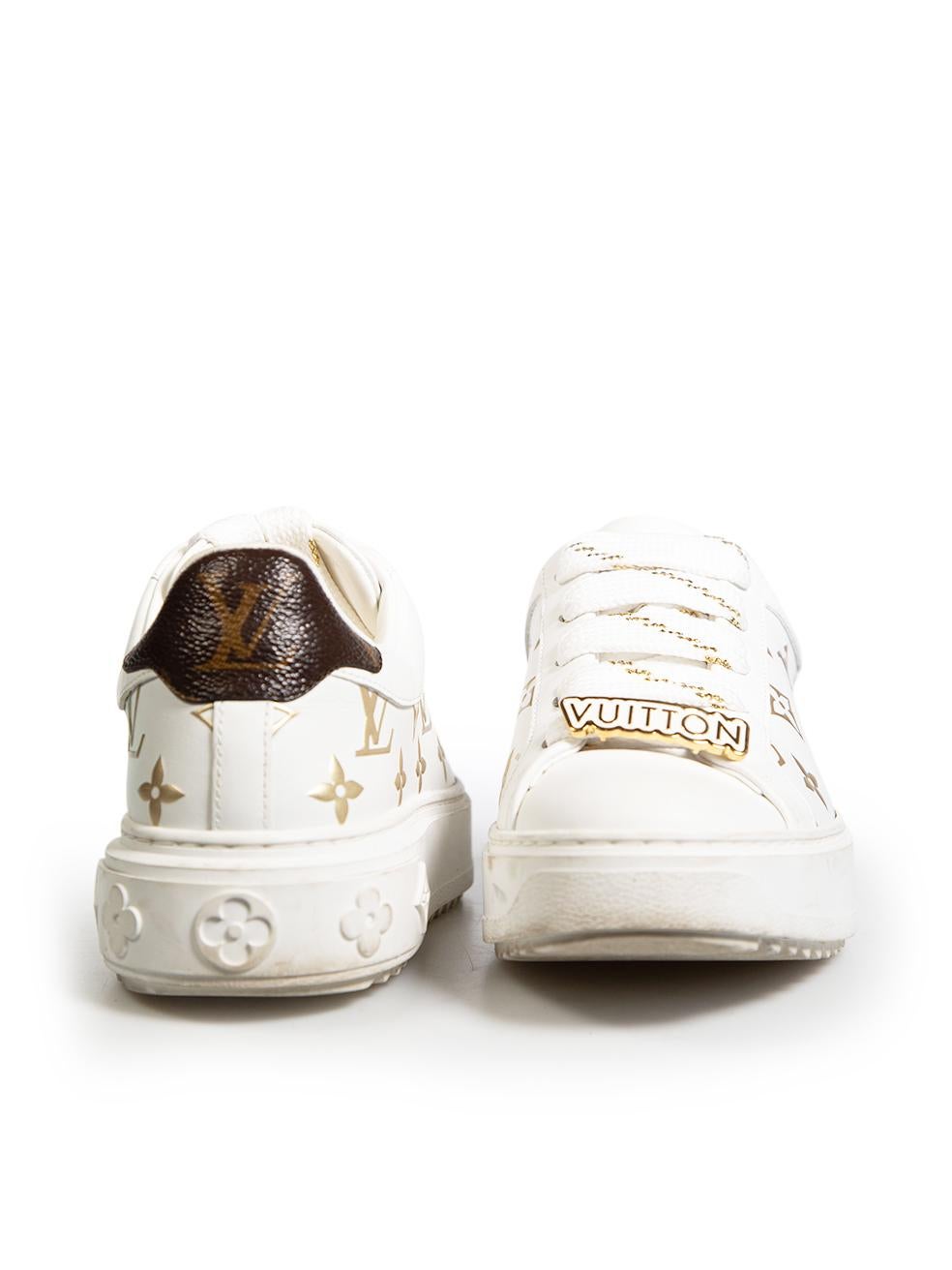 Gray Louis Vuitton White Leather Time Out Trainers Size IT 35