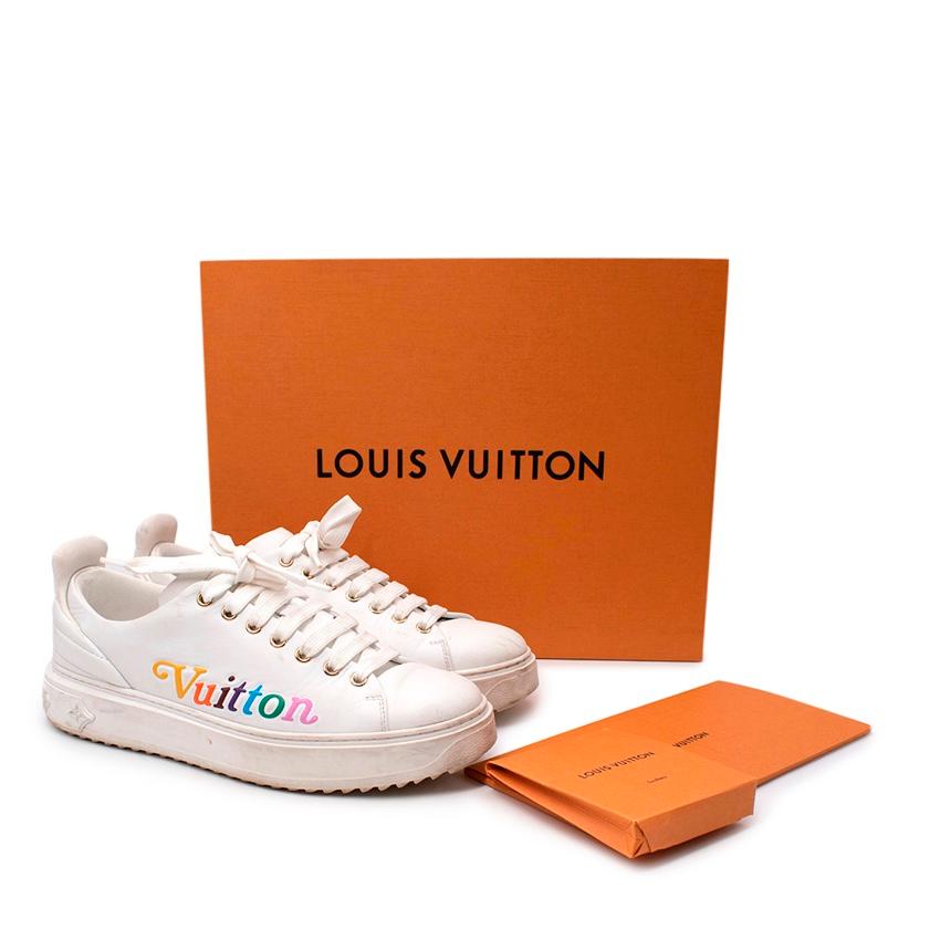 Louis Vuitton White Leather Time Out Trainers - US 10 For Sale 3