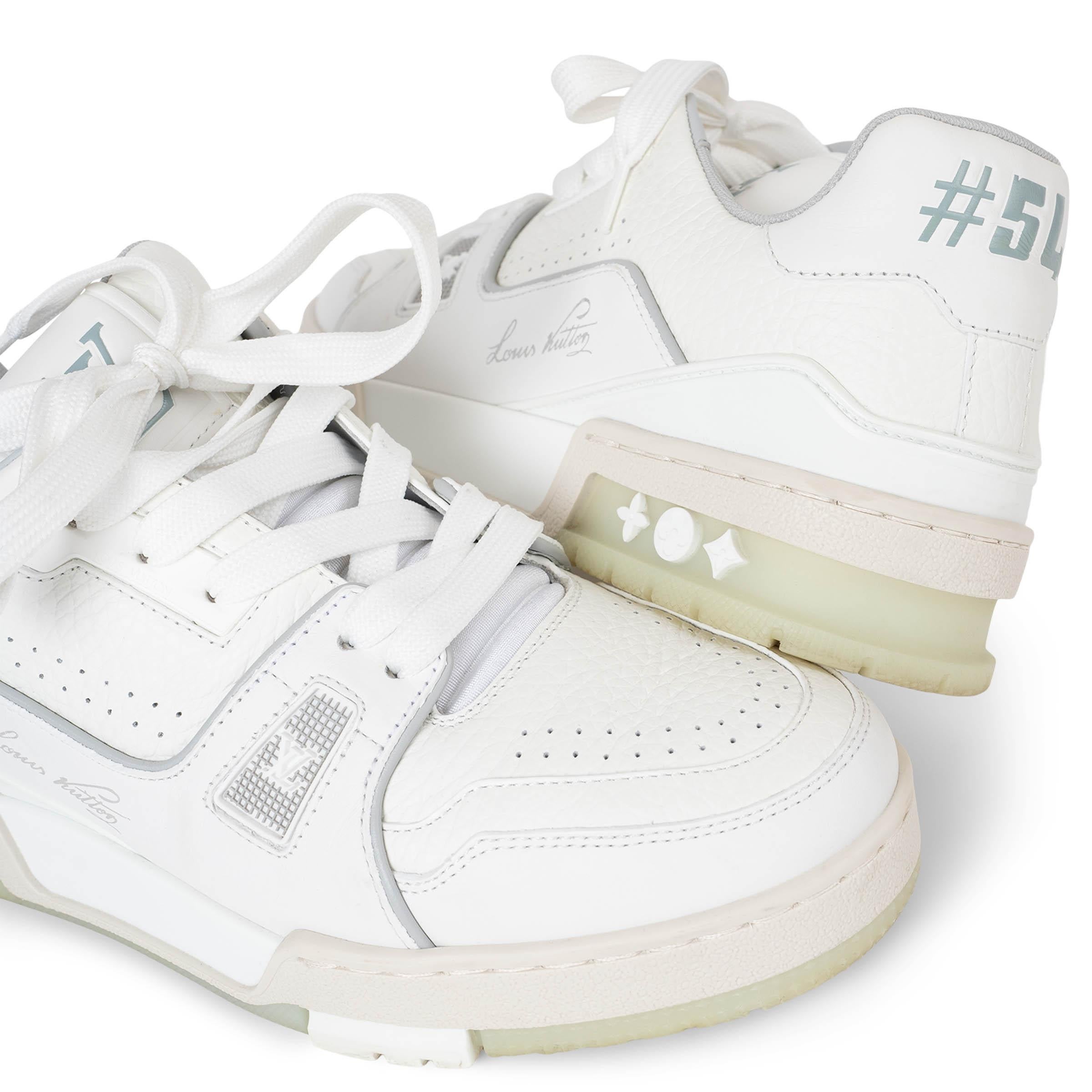 LOUIS VUITTON weißes Leder TRAINER Sneakers Schuhe 37.5 im Angebot 1