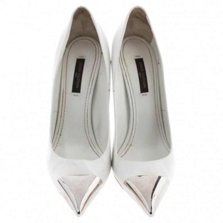 Donna Louis Vuitton - Pumps a punta in pelle bianca Urban Twist - misura 37,5 in vendita