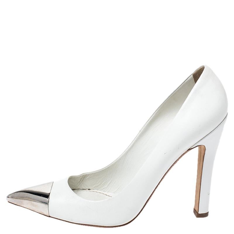 white pointed toe pumps