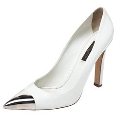 Louis Vuitton White Leather Urban Twist Pointed Toe Pumps Size 37.5