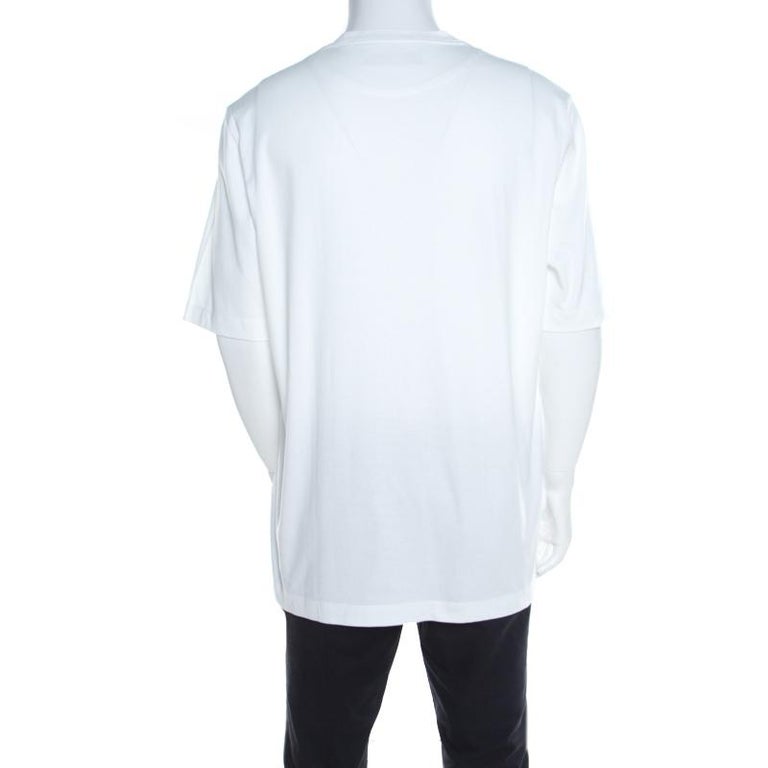 Louis Vuitton White Logo Embroidered Pocket Crew Neck T-Shirt 4XL For ...