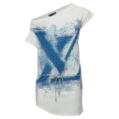 Louis Vuitton White Logo Print Cotton Short Sleeve Belted T-Shirt XS