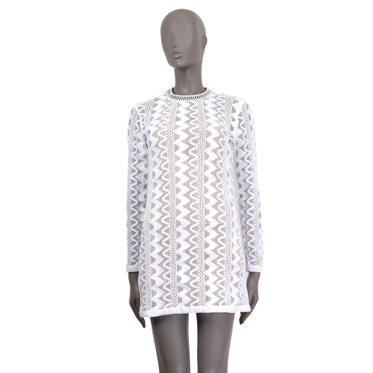 Gray LOUIS VUITTON white LONG SLEEVE KNIT MINI Dress S For Sale