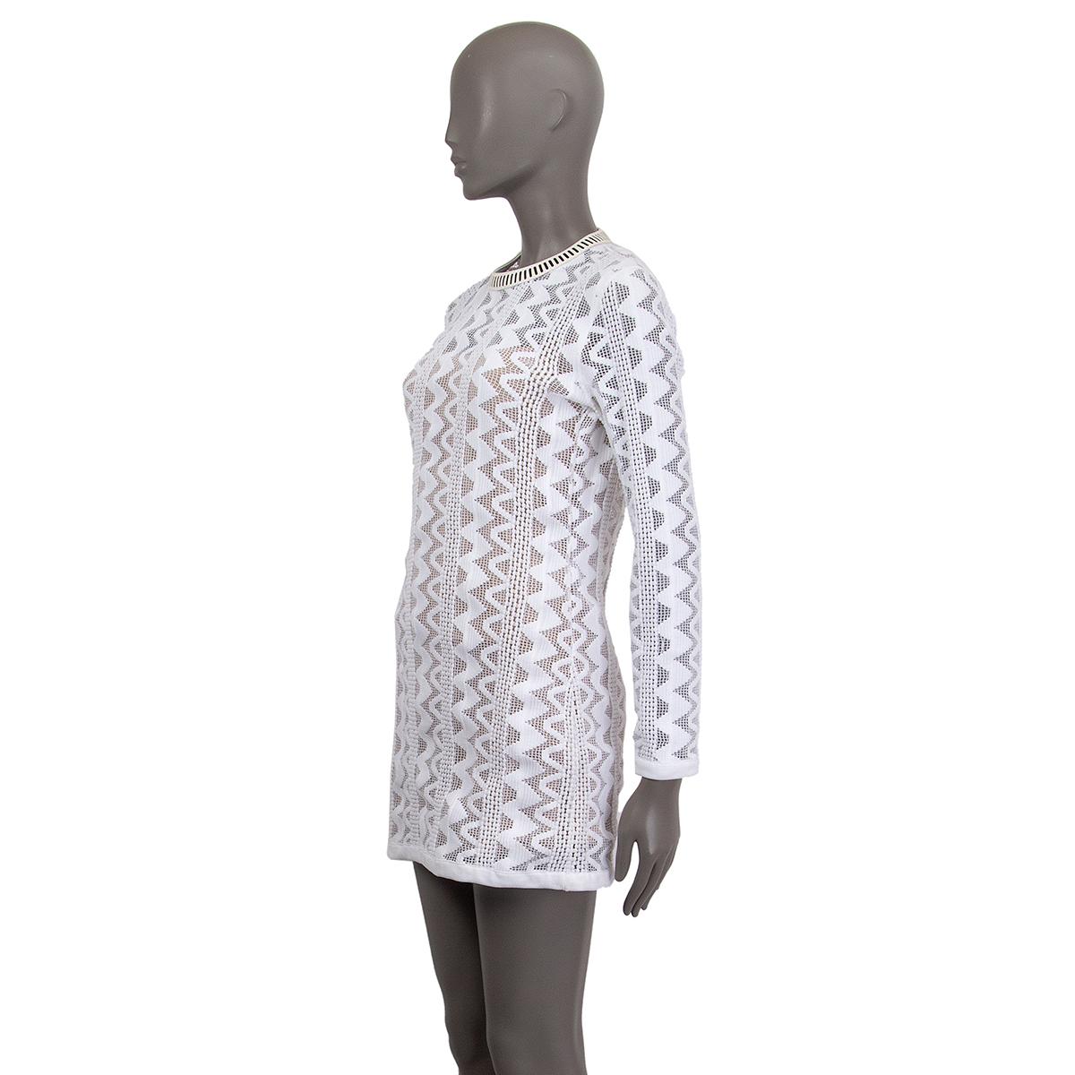 LOUIS VUITTON white LONG SLEEVE KNIT MINI Dress S In Excellent Condition For Sale In Zürich, CH