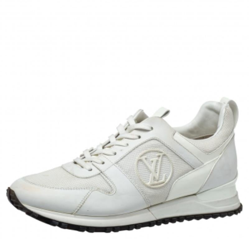 Women's Louis Vuitton White Mesh And Leather Run Away Low Top Sneakers Size 38.5 For Sale