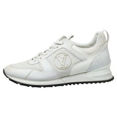 Louis Vuitton White Mesh And Leather Run Away Low Top Sneakers Size 38.5