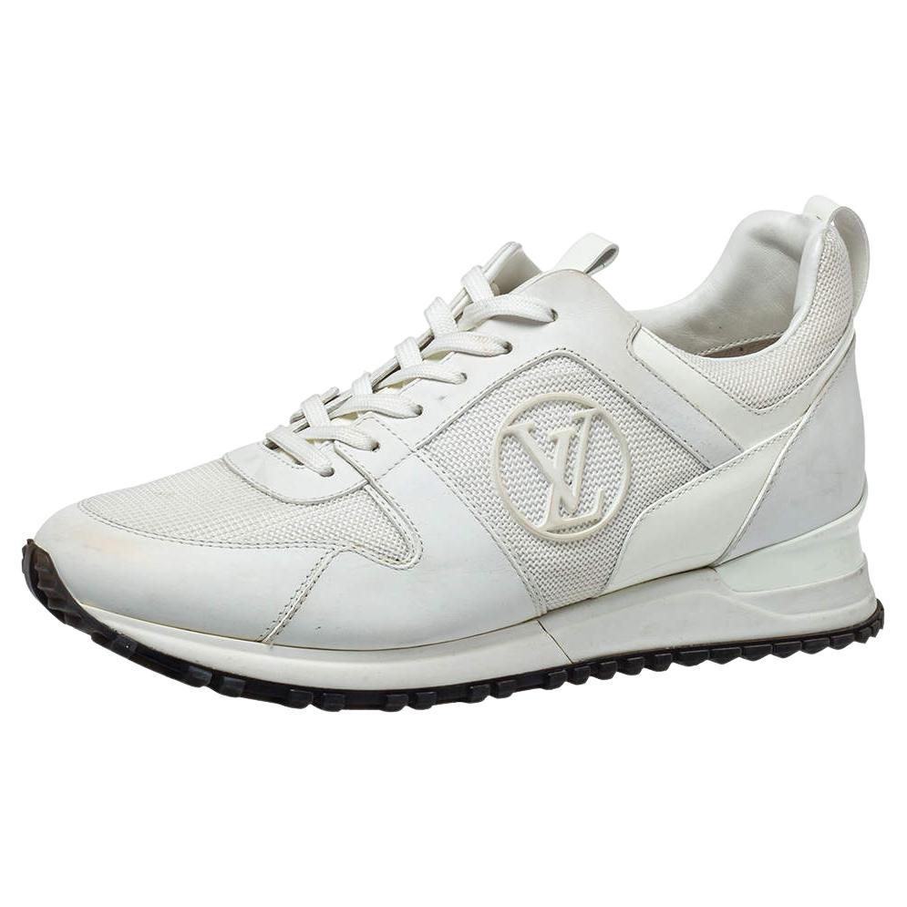 Louis Vuitton White Mesh And Leather Run Away Low Top Sneakers Size 38.5 For Sale