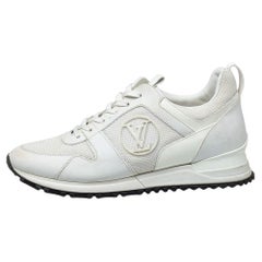 Louis Vuitton White Mesh And Leather Run Away Low Top Sneakers Size 38.5