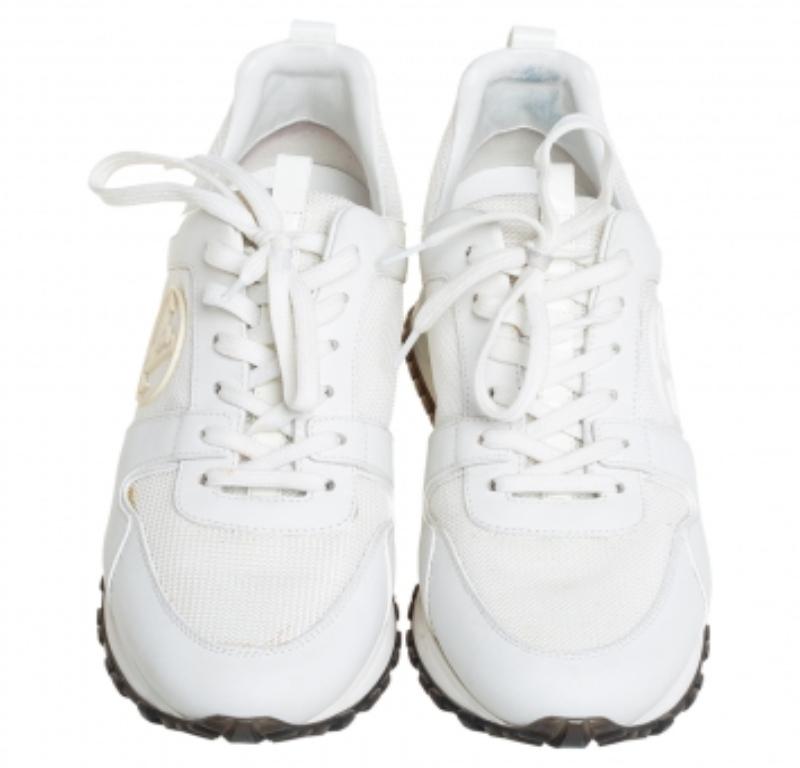 Women's Louis Vuitton White Mesh And Leather Run Away Low Top Sneakers Size 39 For Sale