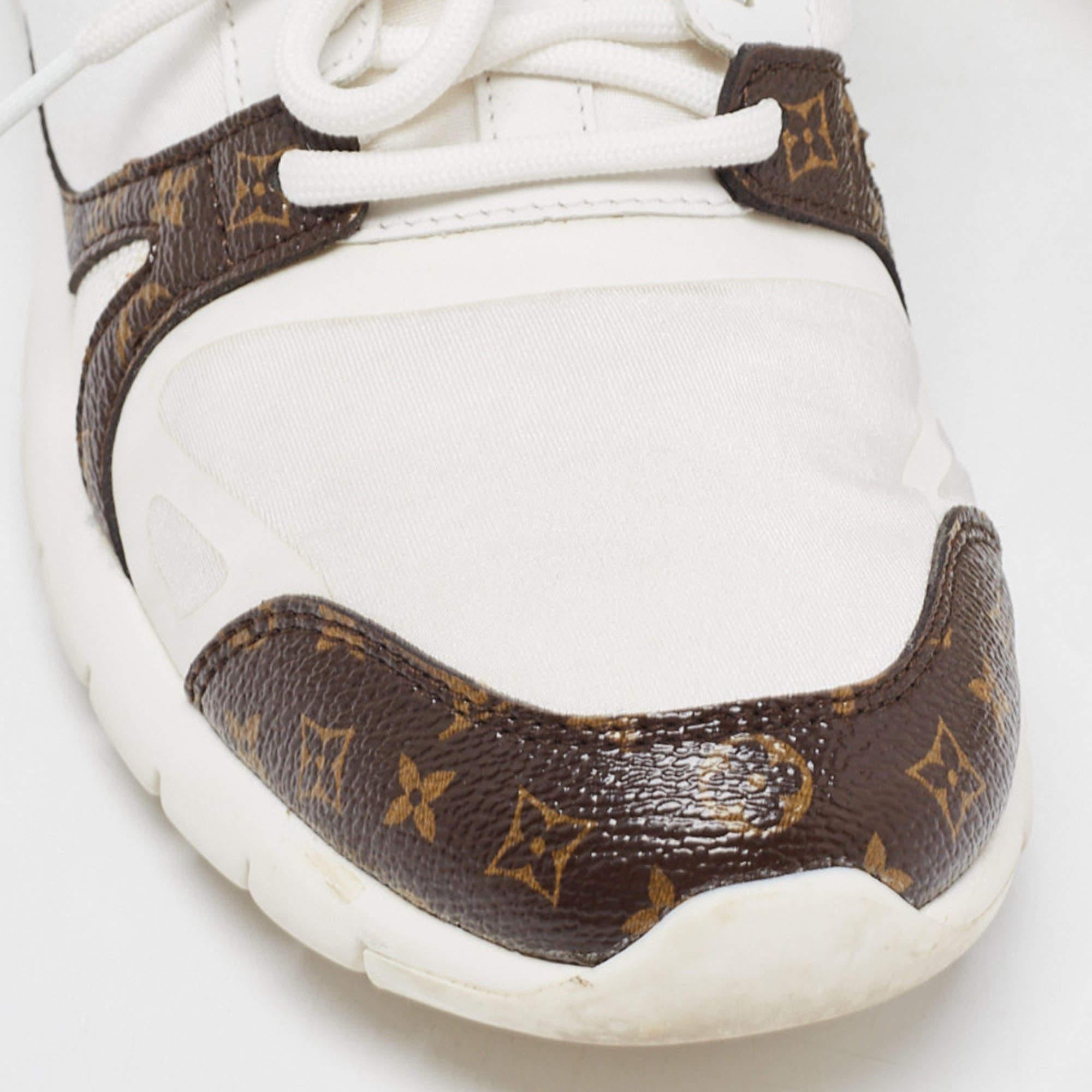 Louis Vuitton White Mesh and Monogram Canvas Aftergame Sneakers Size 38 3