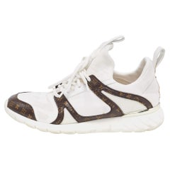 Louis Vuitton White Mesh and Monogram Canvas Aftergame Sneakers Size 38