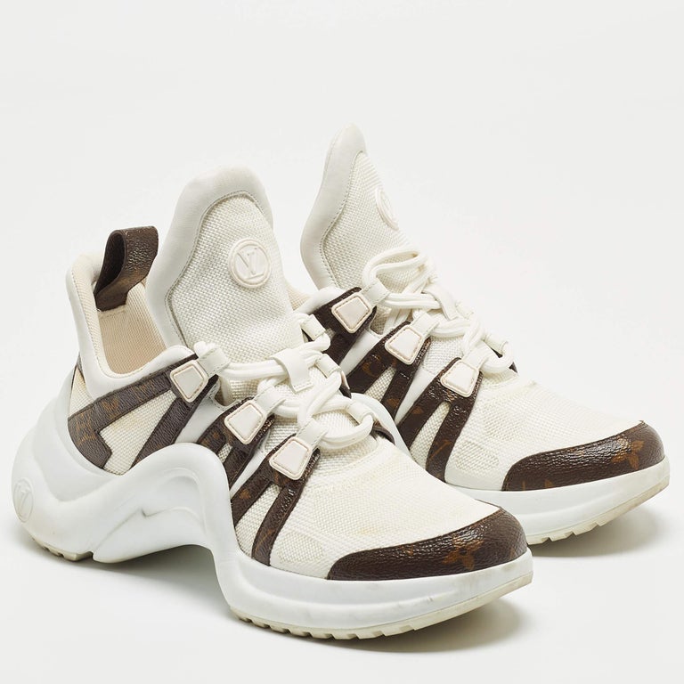 Louis Vuitton Silver/White Leather And Mesh Archlight Sneakers Size 38.5 at  1stDibs