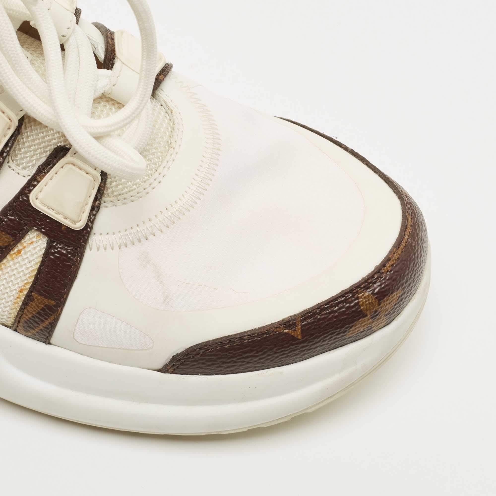 Women's Louis Vuitton White Mesh and Monogram Canvas Archlight Sneakers 