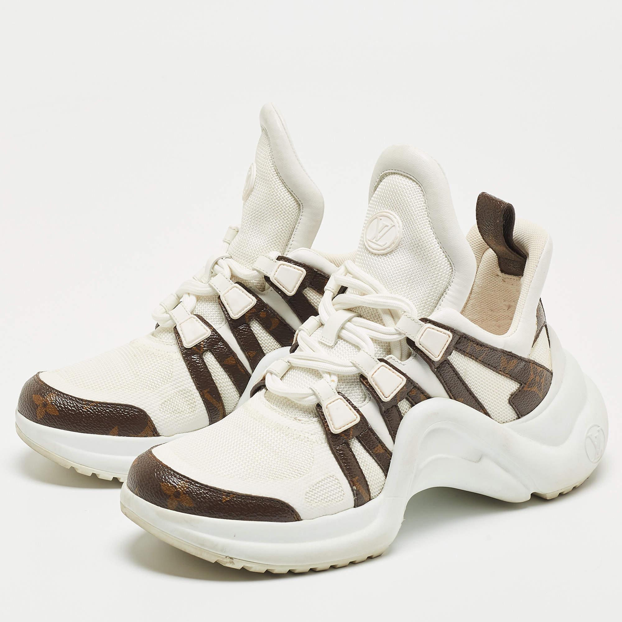 Louis Vuitton White Mesh and Monogram Canvas Archlight Sneakers  2
