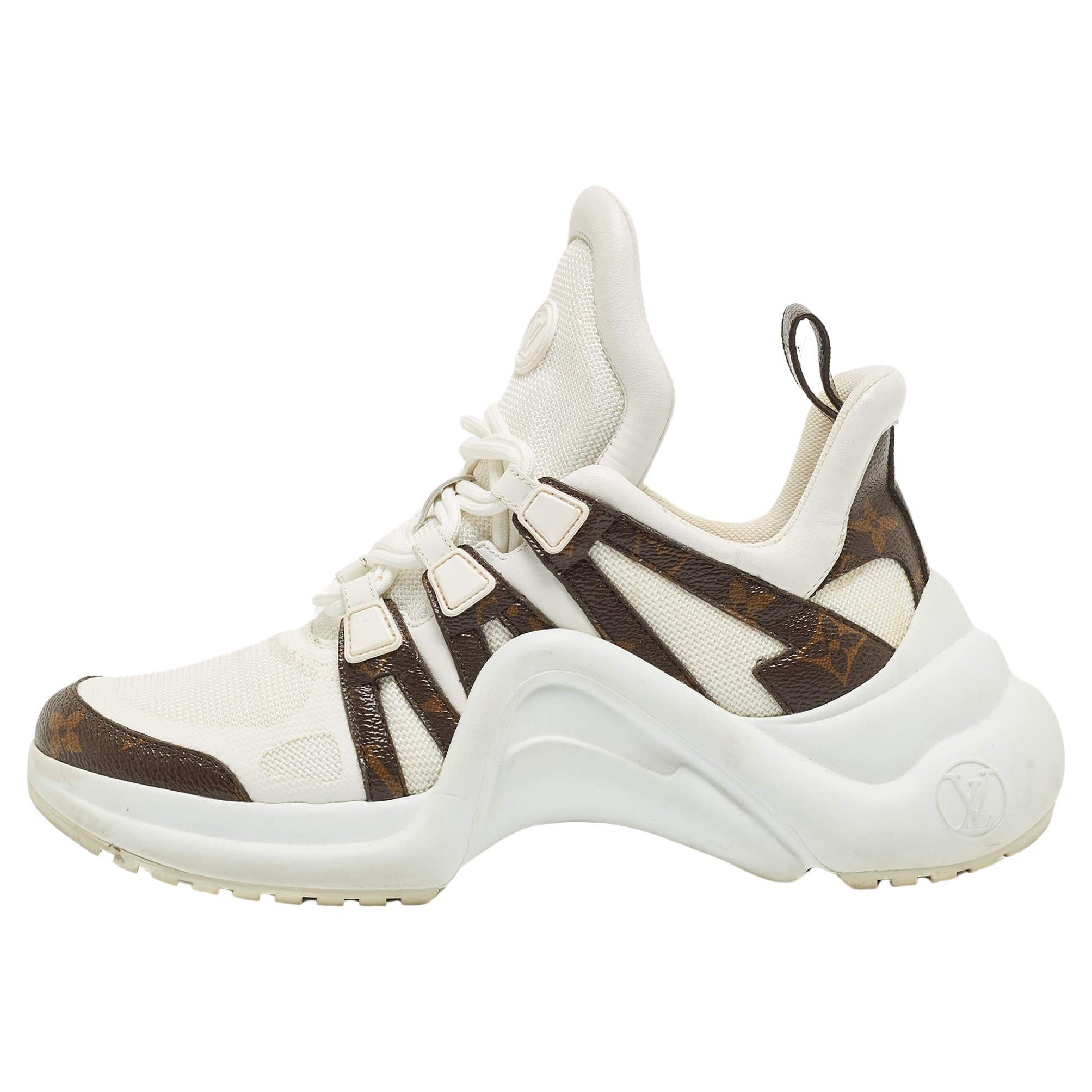 Louis Vuitton White Mesh and Monogram Canvas Archlight Sneakers 