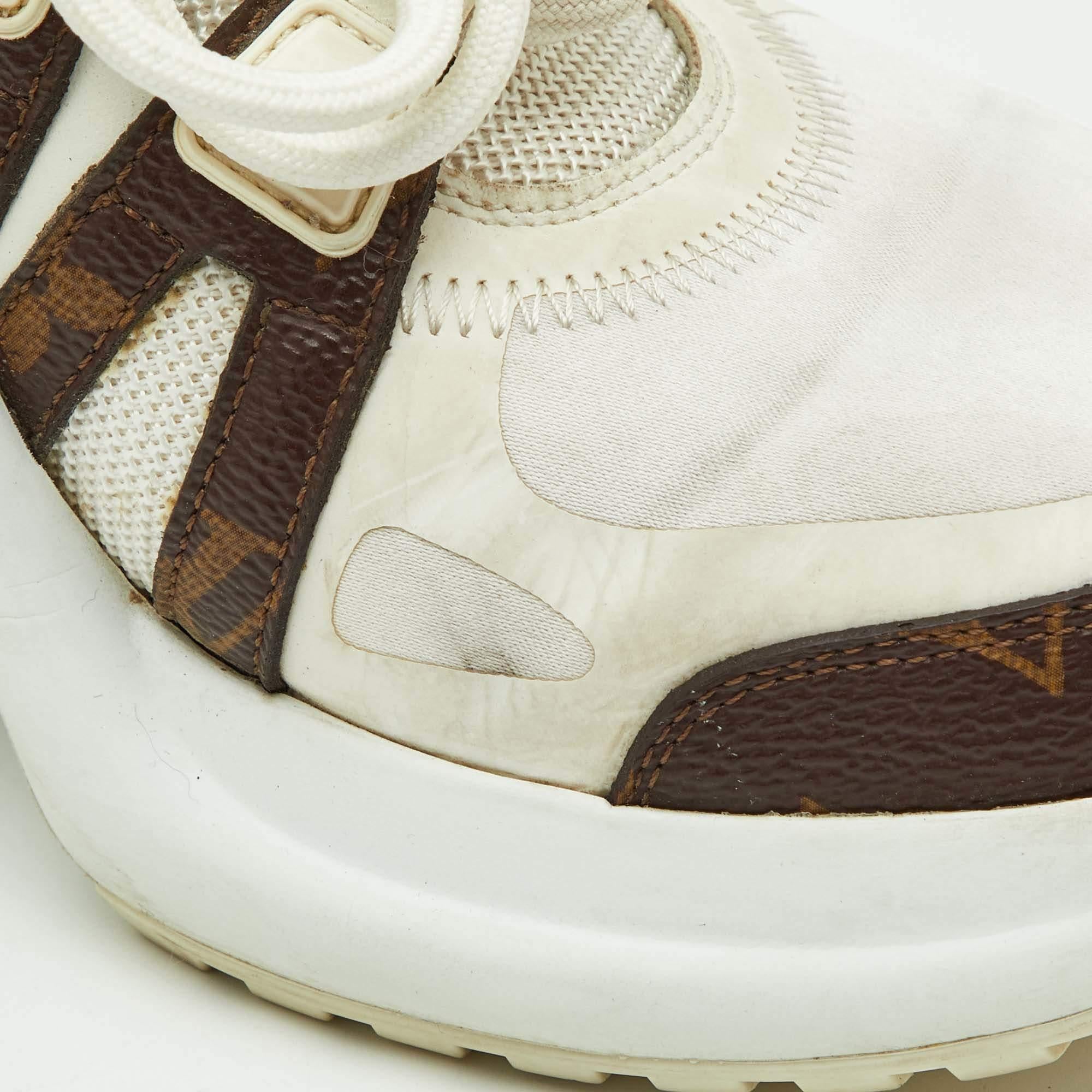 Louis Vuitton White Mesh and Monogram Canvas Archlight Sneakers Size 35.5 For Sale 6