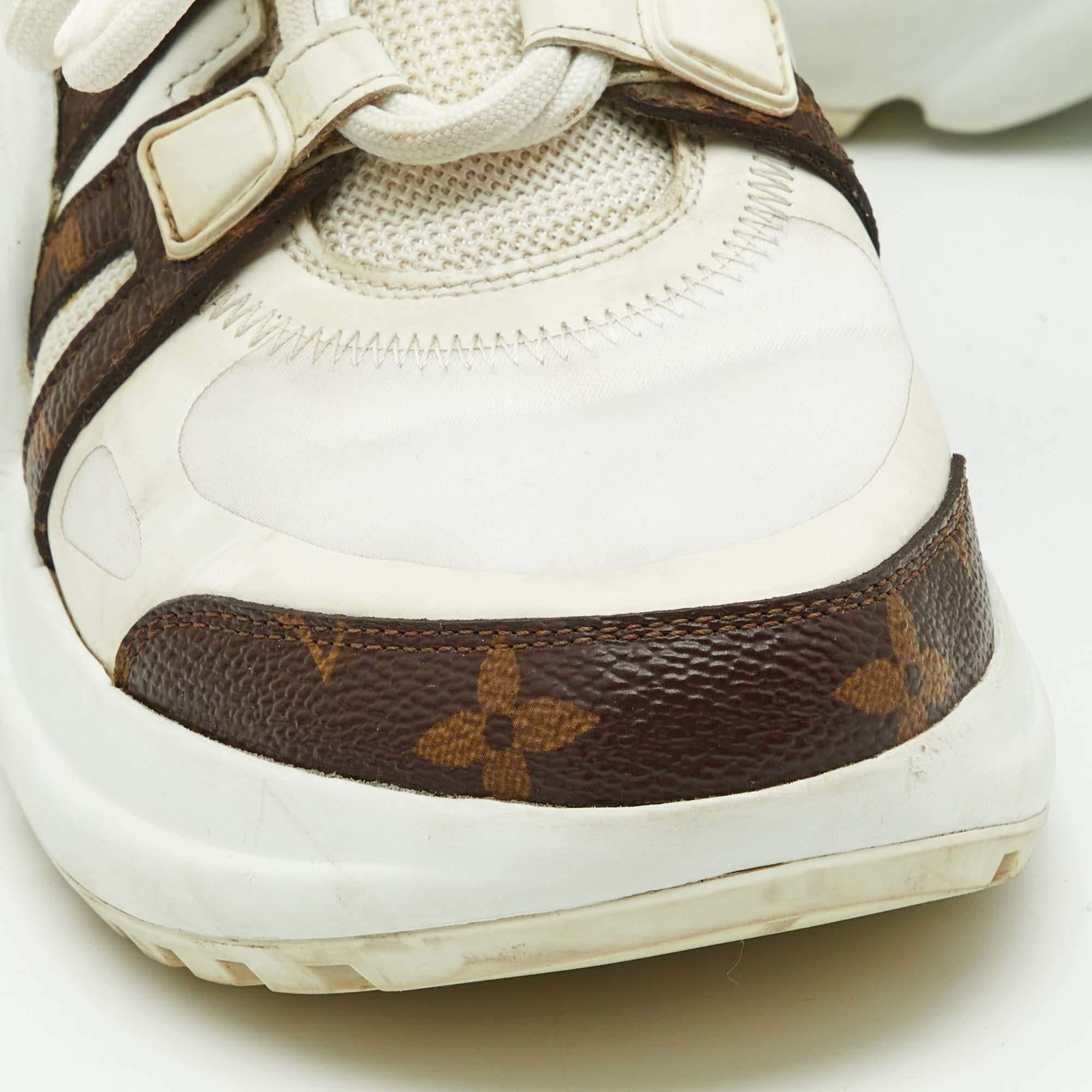 Louis Vuitton White Mesh and Monogram Canvas Archlight Sneakers Size 35.5 For Sale 1