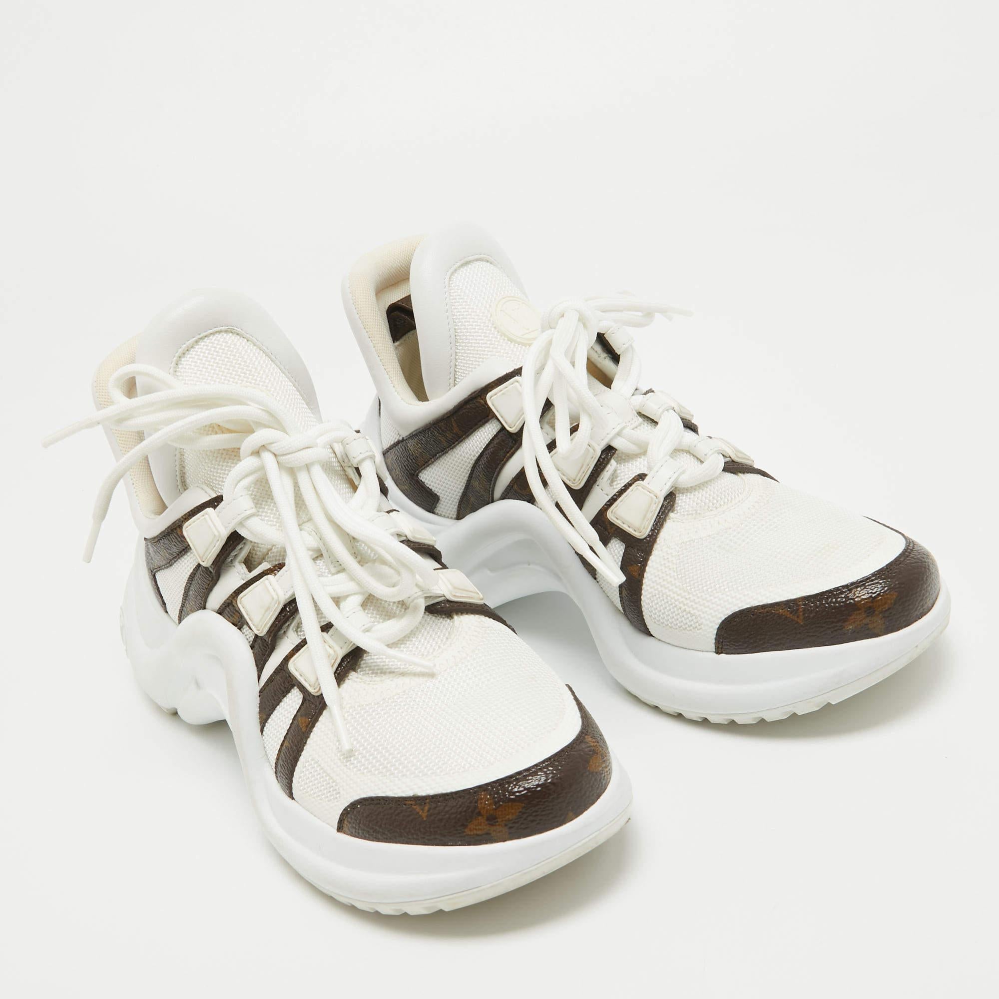 Louis Vuitton White Mesh and Monogram Canvas Archlight Sneakers Size 37.5 2