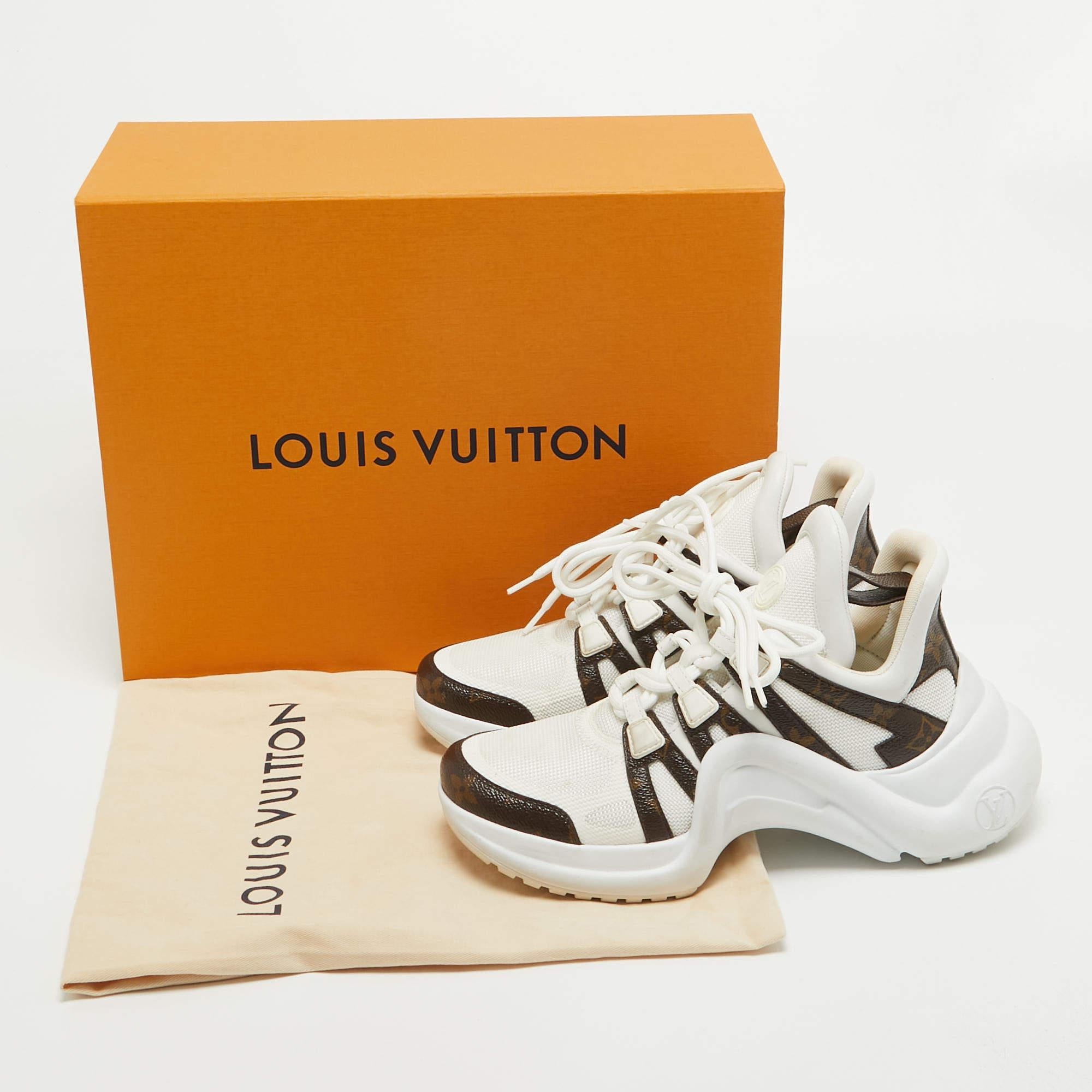 Louis Vuitton White Mesh and Monogram Canvas Archlight Sneakers Size 37.5 4