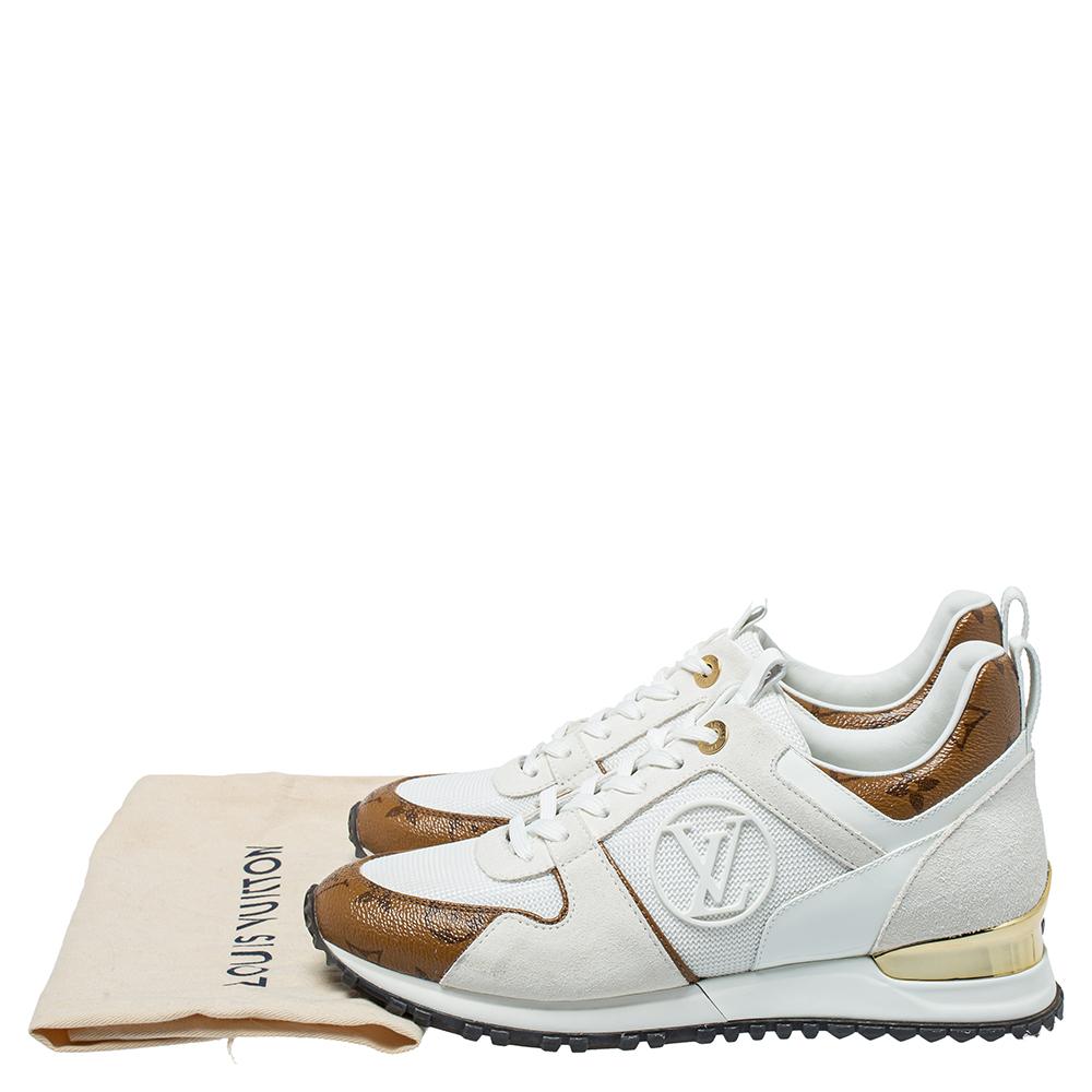 Louis Vuitton White Mesh And Monogram Canvas Reverse Run Away Sneakers Size 37 2