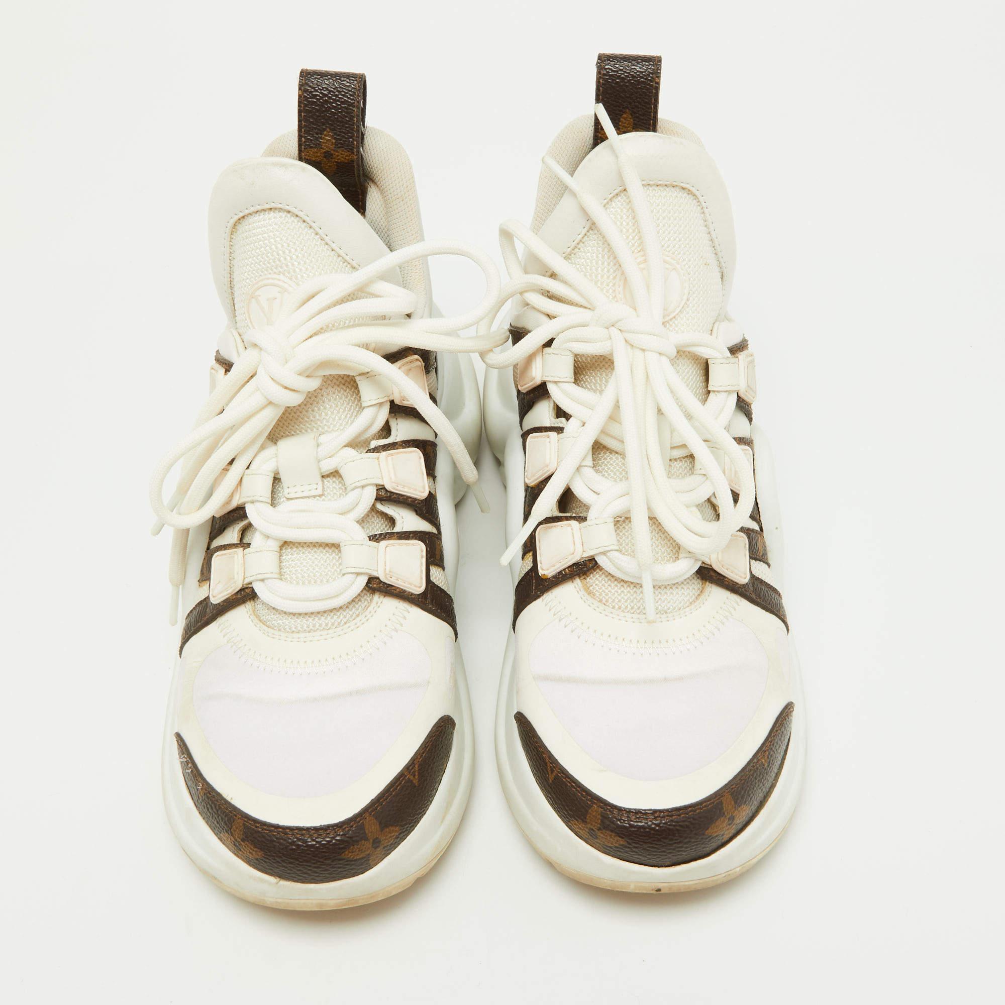 Louis Vuitton White Mesh and Nylon Archlight Sneakers Size 36 For Sale 4