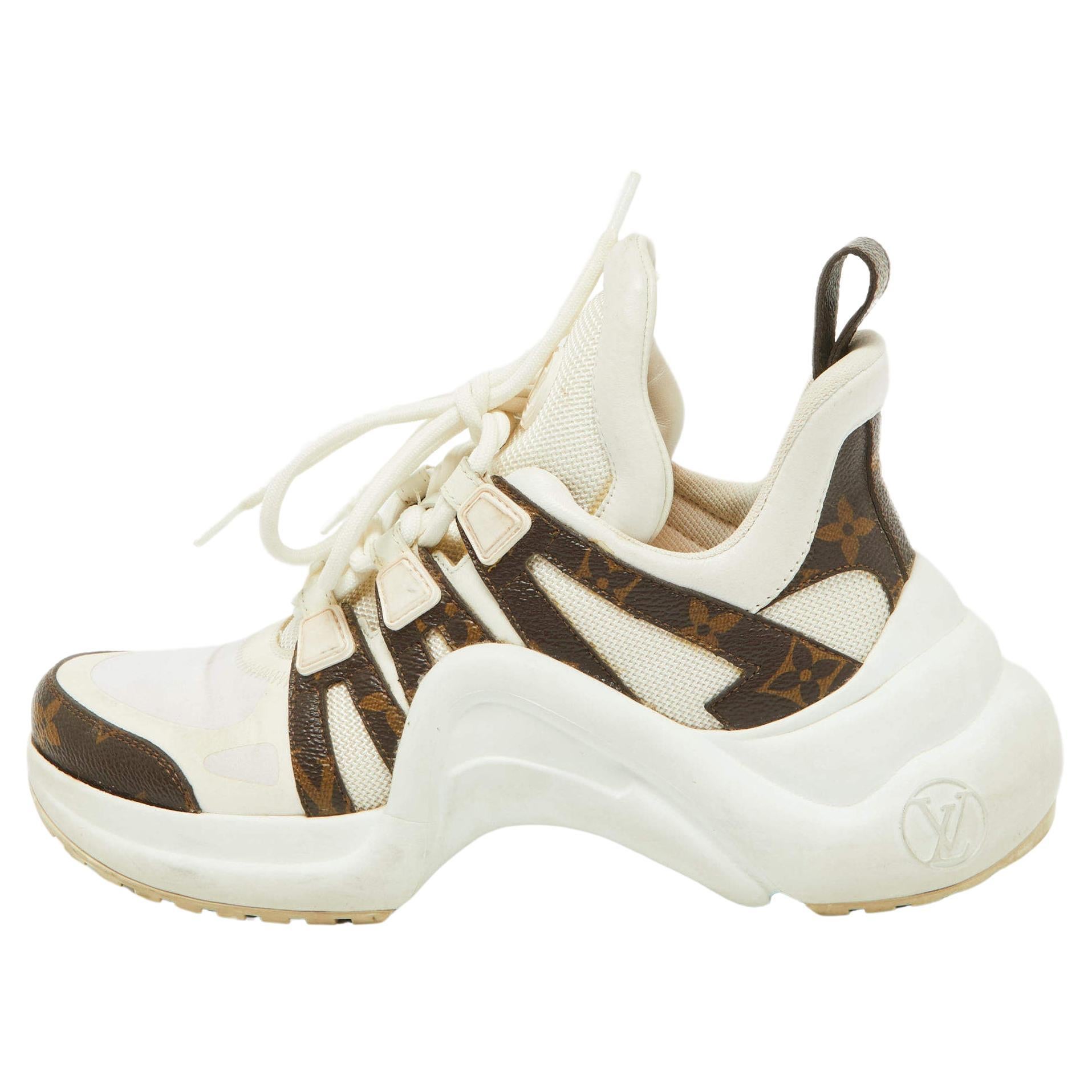 Louis Vuitton White Mesh and Nylon Archlight Sneakers Size 36 For Sale