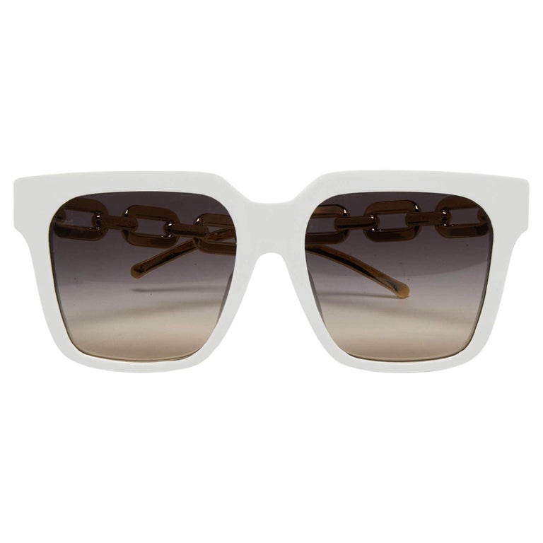 Louis Vuitton White MG2282 LV Edge Chain Cat Eye Sunglasses For Sale at 1stDibs