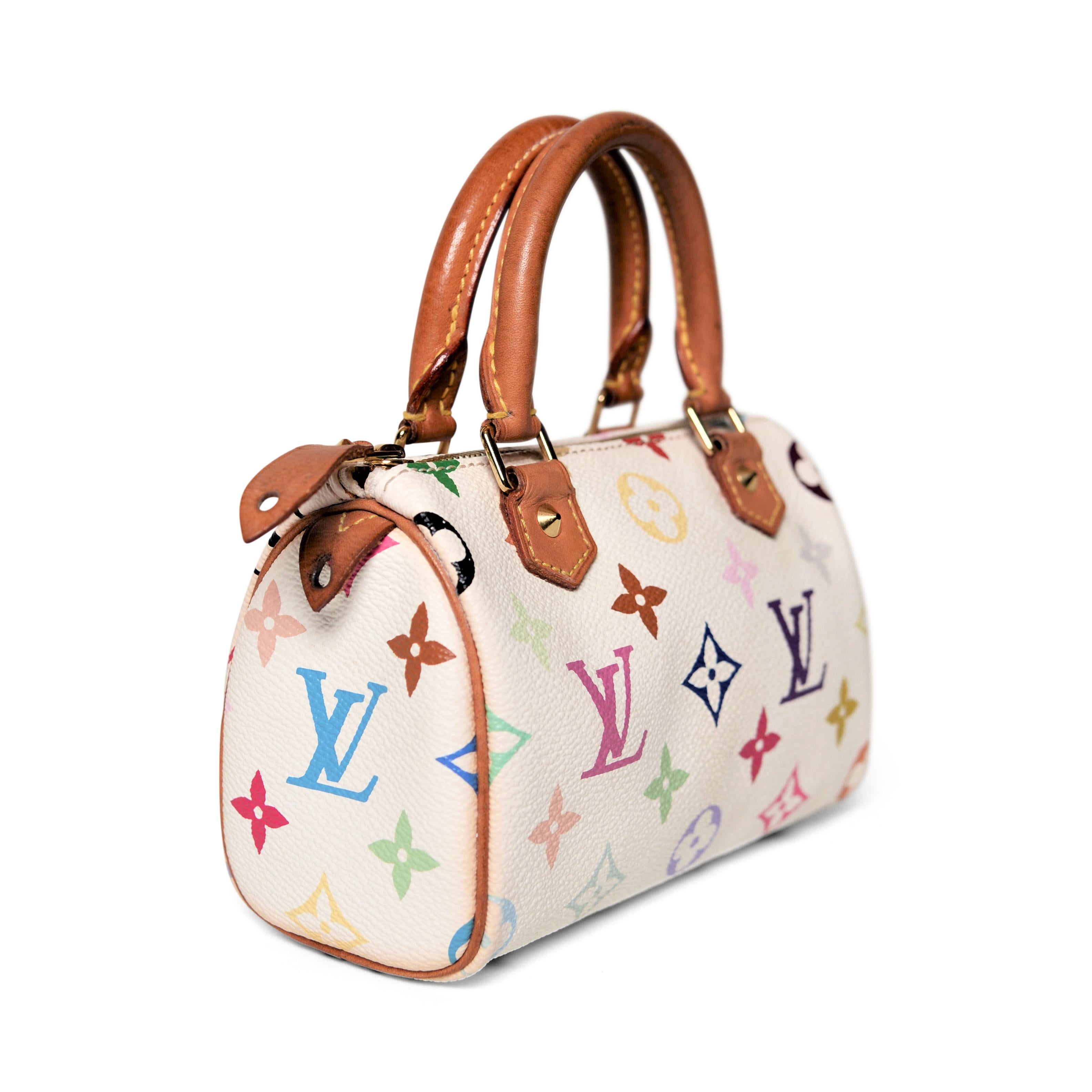 Louis Vuitton White Mini Speedy Murakami Multicolor Top Handle Bag 5