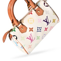 Louis Vuitton White Mini Speedy Murakami Multicolor Top Handle Bag