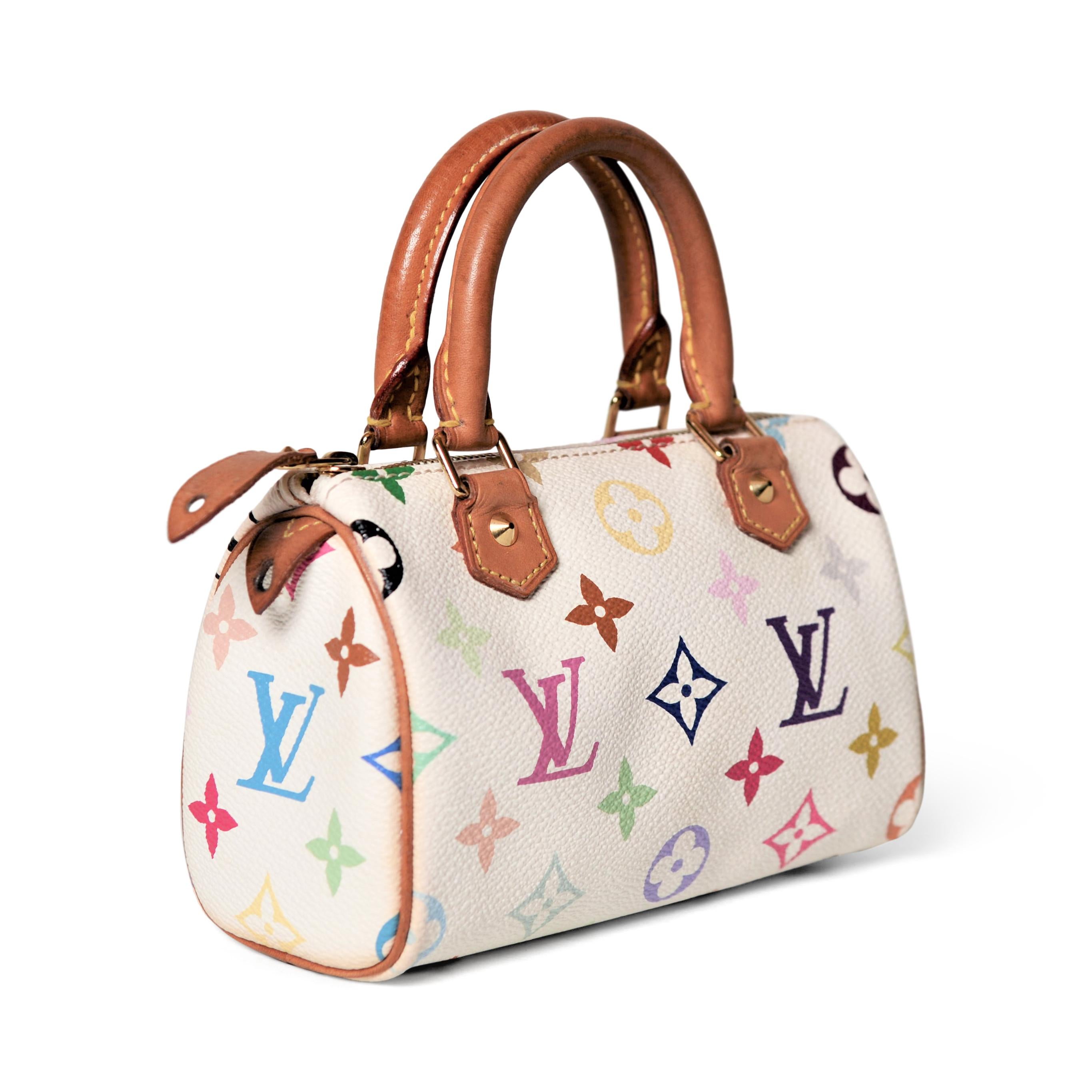 Louis Vuitton White Mini Speedy Murakami Multicolor Top Handle Bag 1