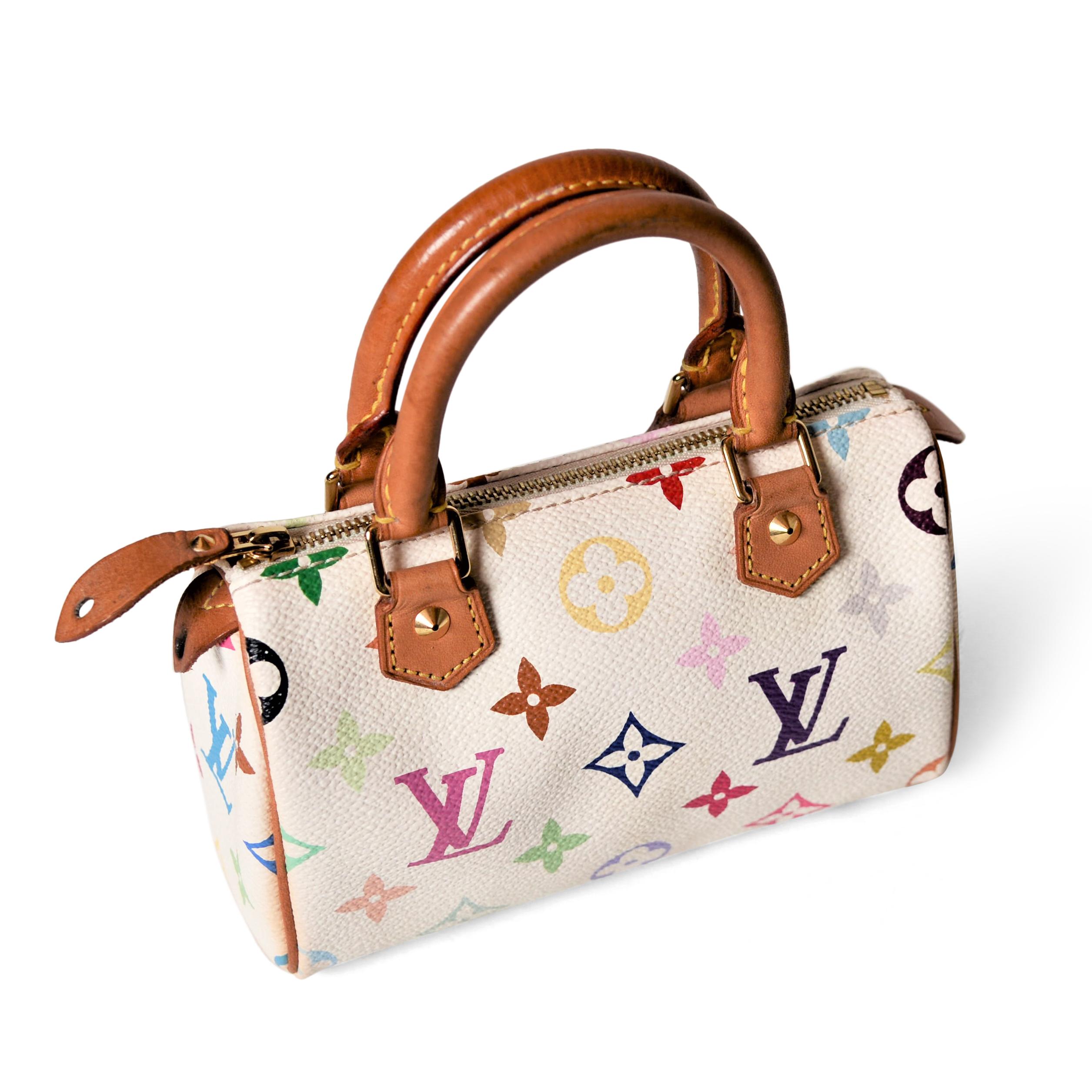 Louis Vuitton White Mini Speedy Murakami Multicolor Top Handle Bag 2