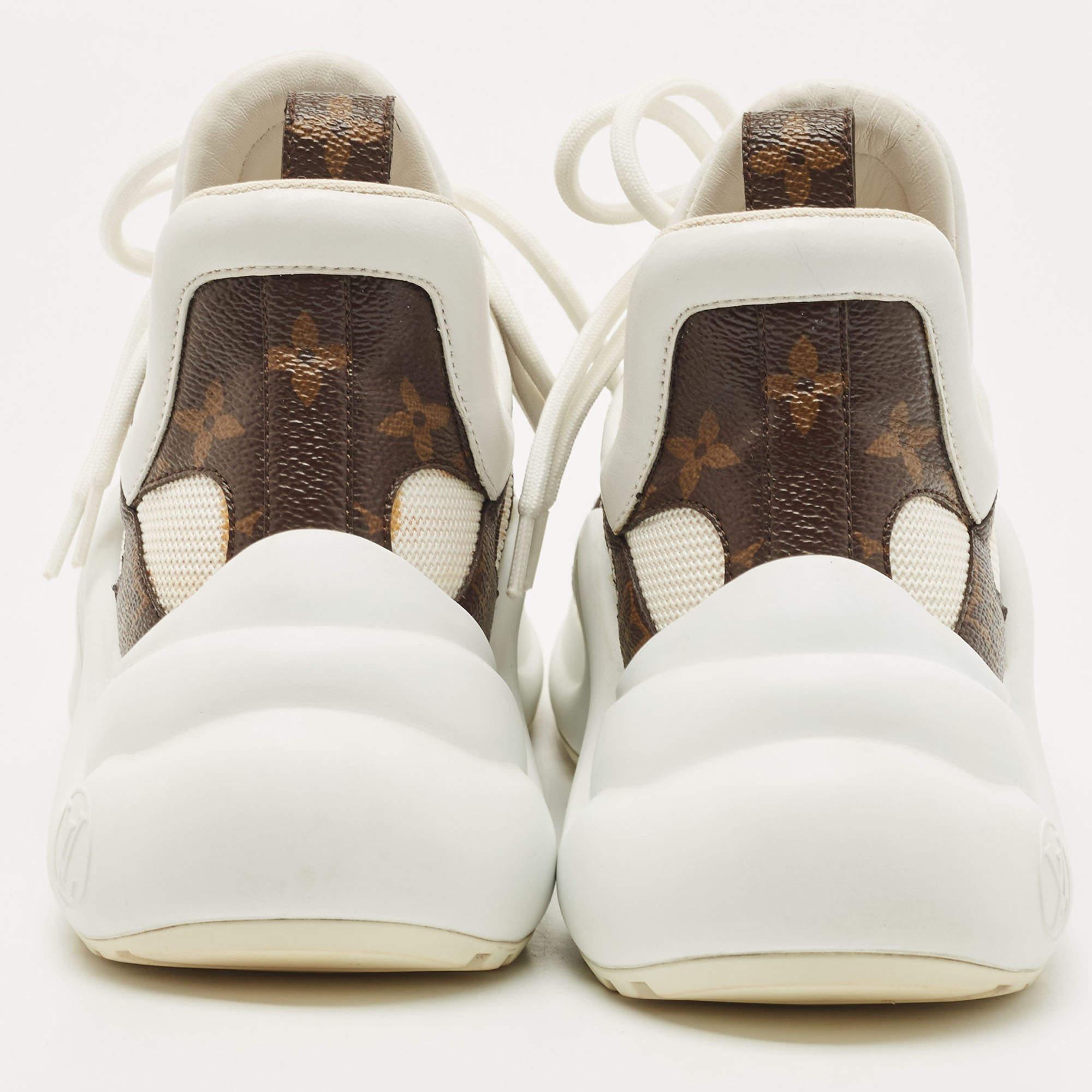 Louis Vuitton White/Monogram Canvas and Leather Archlight Sneakers Size 37 1