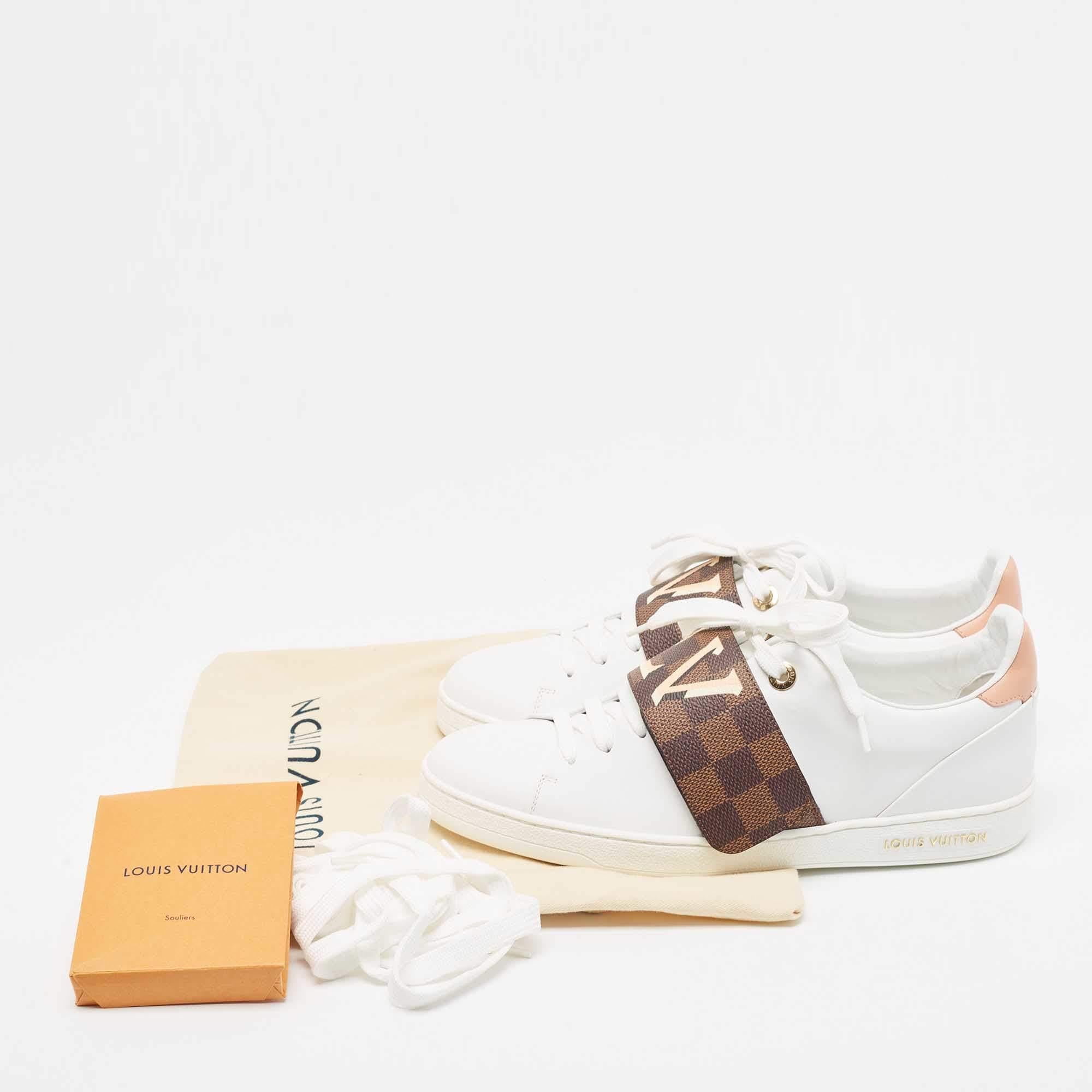 Louis Vuitton White/Monogram Canvas and Leather Frontrow Sneakers Size 40 6