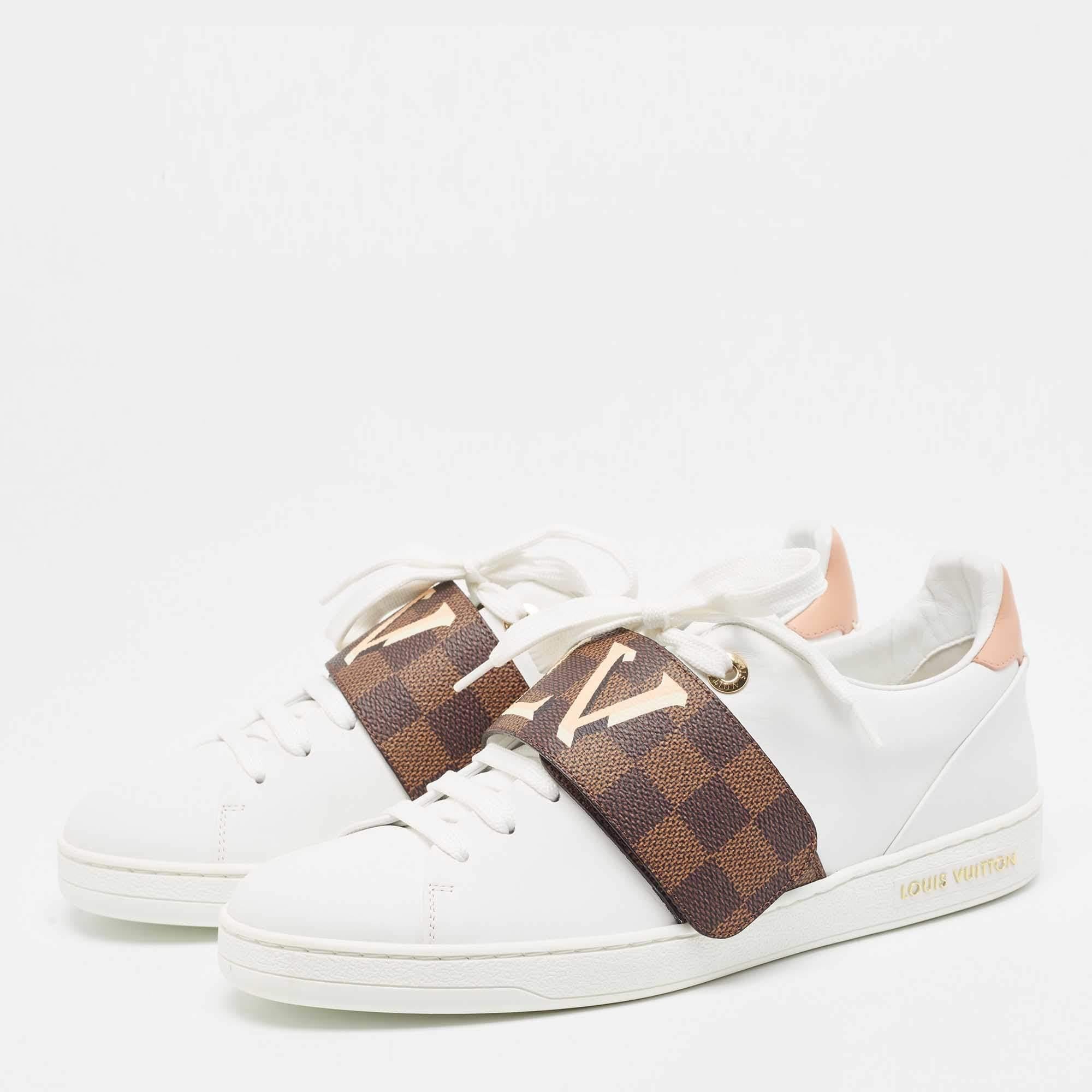 Women's Louis Vuitton White/Monogram Canvas and Leather Frontrow Sneakers Size 40
