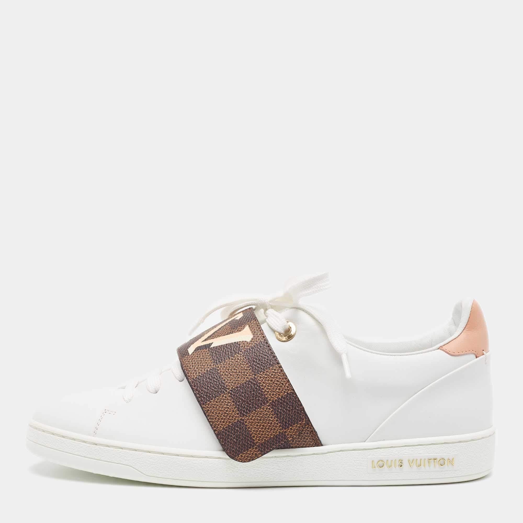 Louis Vuitton White/Monogram Canvas and Leather Frontrow Sneakers Size 40 5