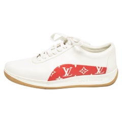 Louis Vuitton White/Monogram Canvas and Leather Low Top Sneakers Size 43