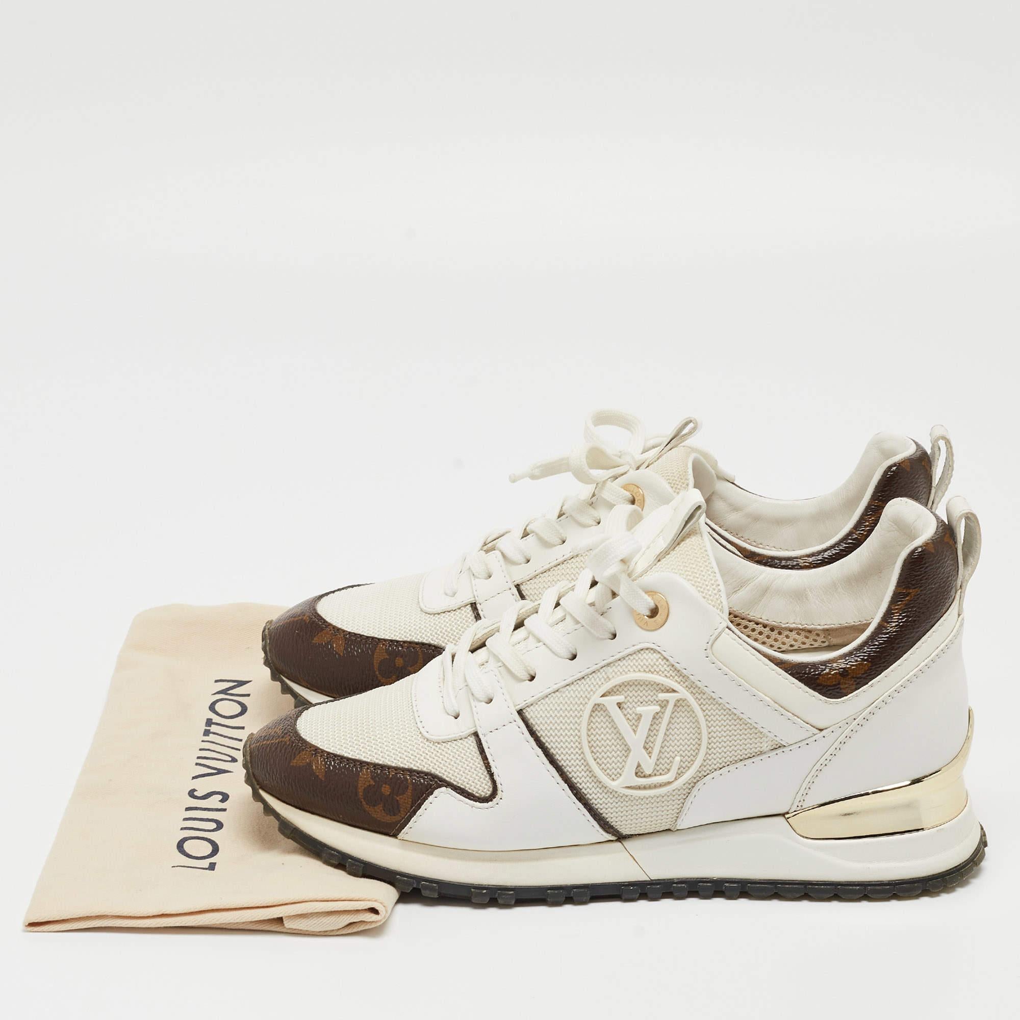 Zapatillas Run Away Louis Vuitton blancas/monograma de lona y piel talla 36 1