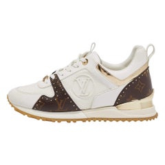 Louis Vuitton White Monogram Canvas Leather Run Away Low Top Sneakers Size 40