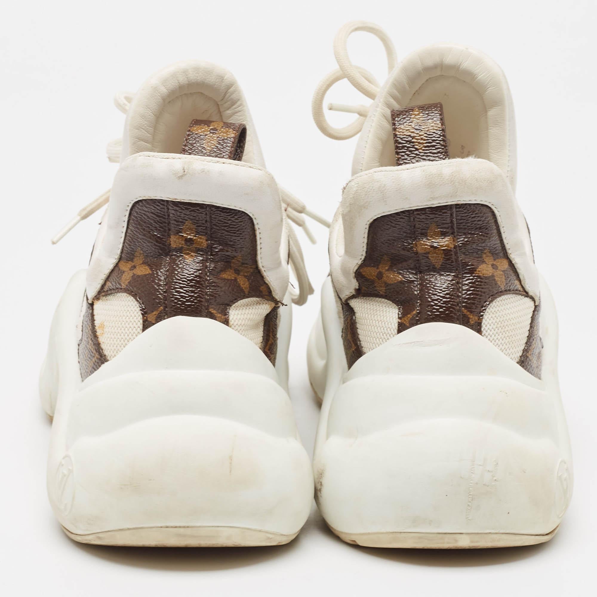 Louis Vuitton White Monogram Canvas & Mesh Archlight Lace Up Sneakers Size 38.5 1