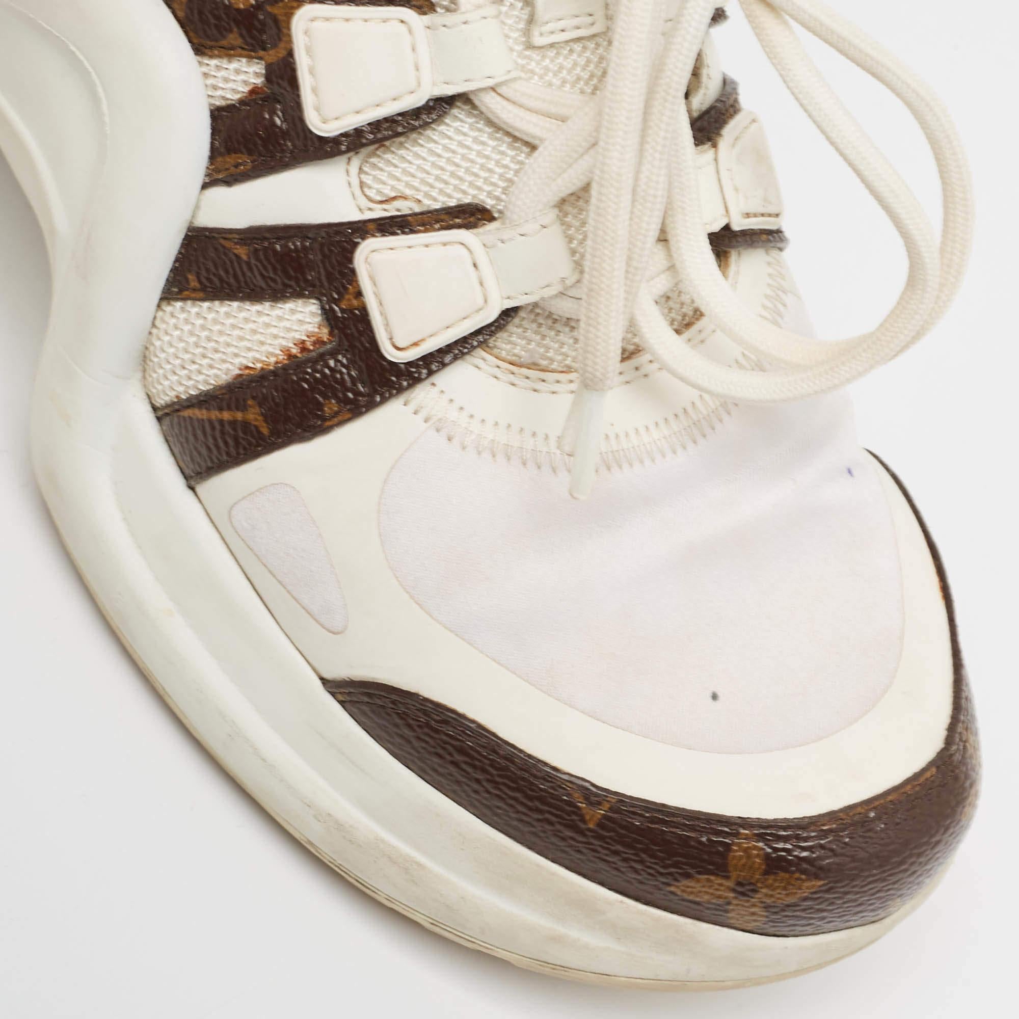 Louis Vuitton White Monogram Canvas & Mesh Archlight Lace Up Sneakers Size 38.5 4