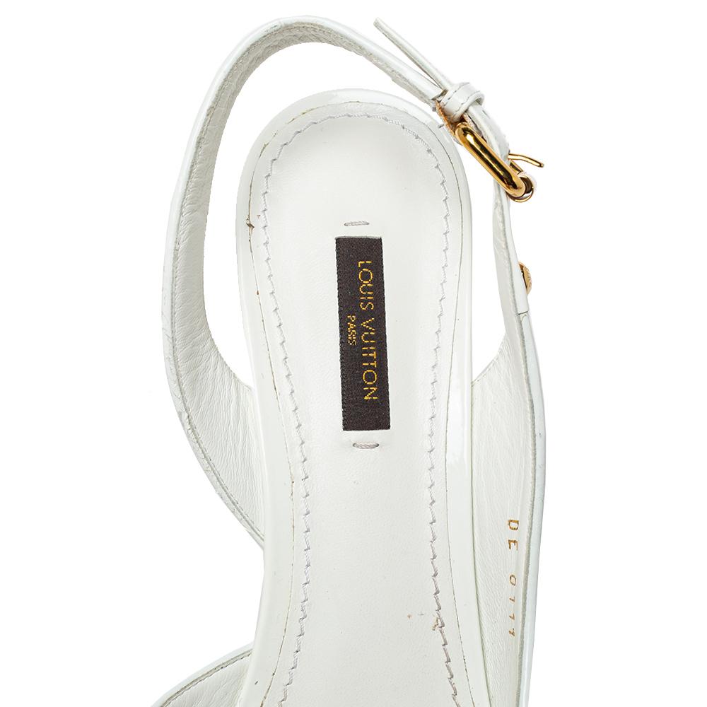 Louis Vuitton White Monogram Canvas Platform Sandals Size 39.5 2