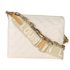 Louis Vuitton White Monogram Embossed Lambskin Coussin PM