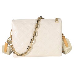 Louis Vuitton White Monogram Embossed Lambskin Coussin PM