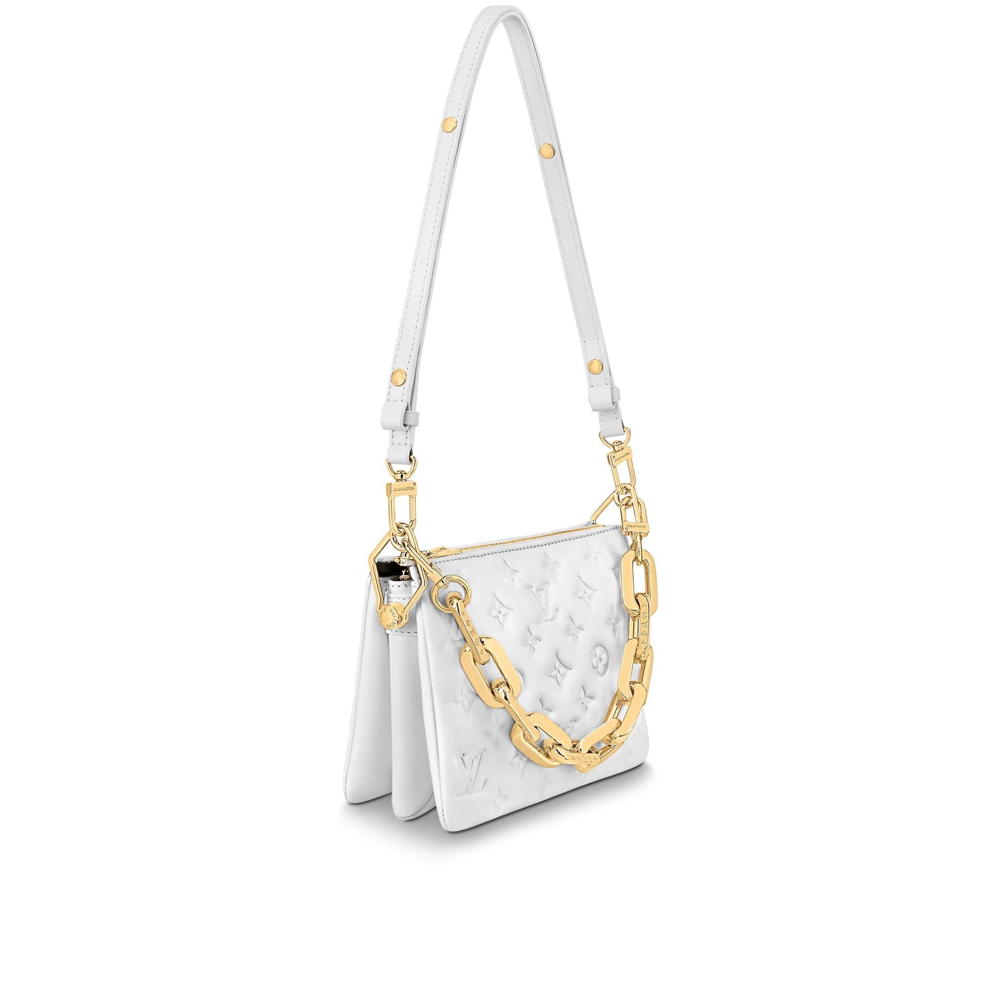 Louis Vuitton White Monogram Embossed Puffy Lambskin Coussin BB Bag For  Sale at 1stDibs