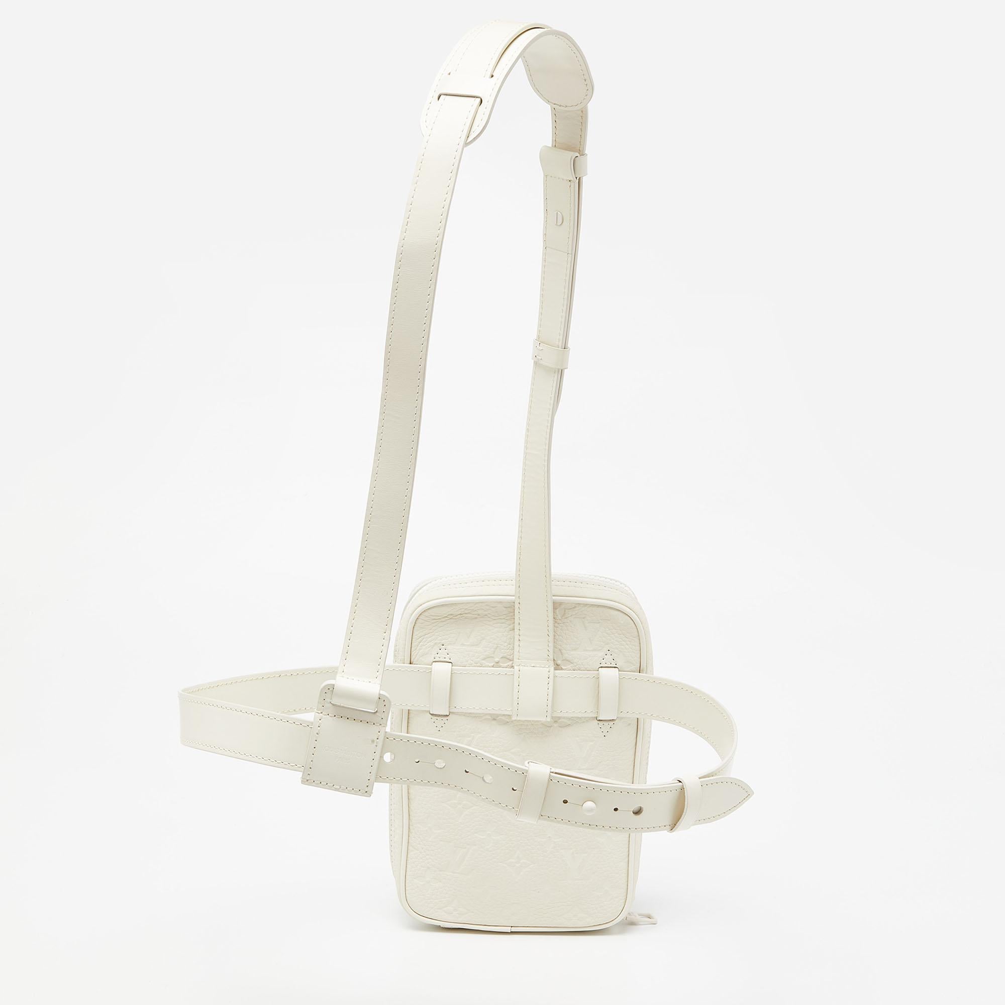 Louis Vuitton White Monogram Empreinte Utility Side Bag For Sale 1