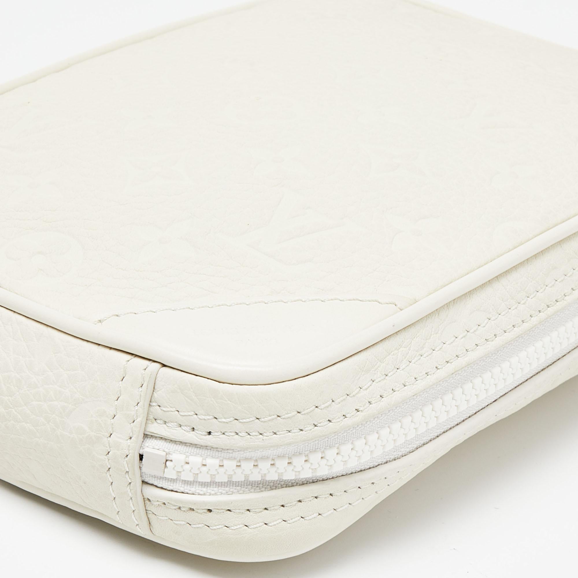 Louis Vuitton White Monogram Empreinte Utility Side Bag For Sale 2