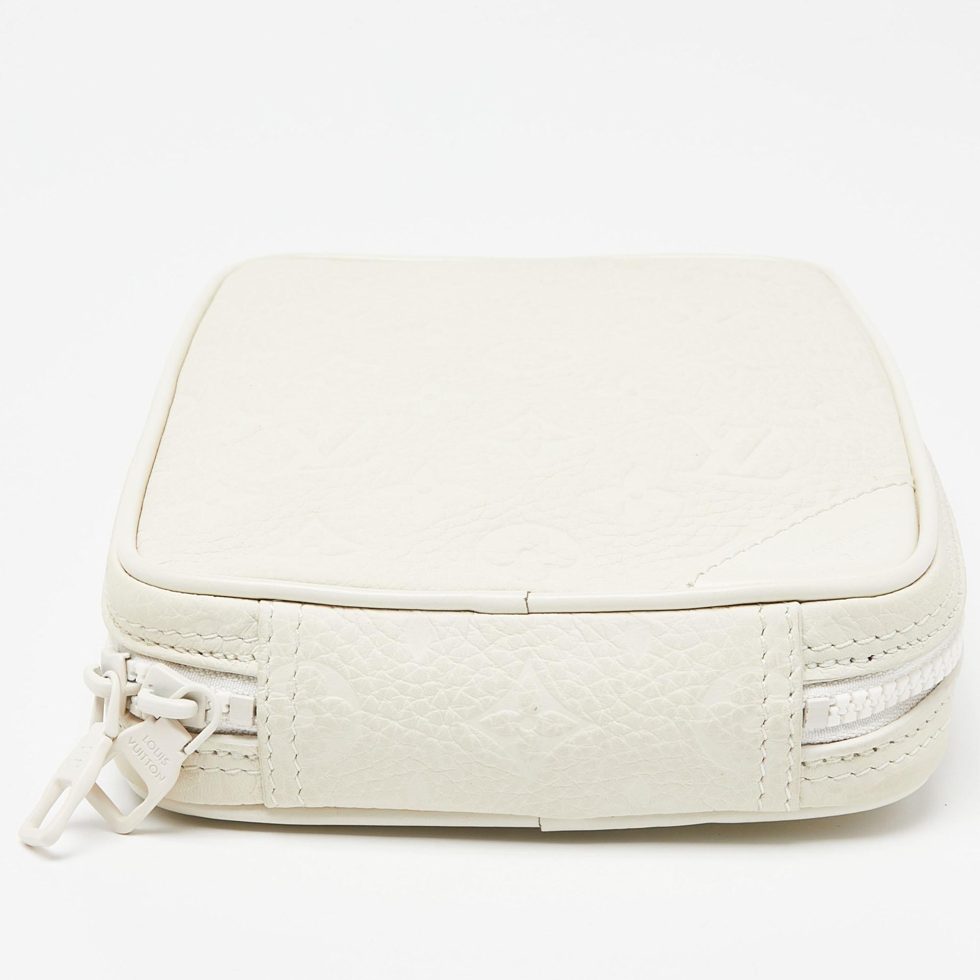 Louis Vuitton White Monogram Empreinte Utility Side Bag For Sale 4