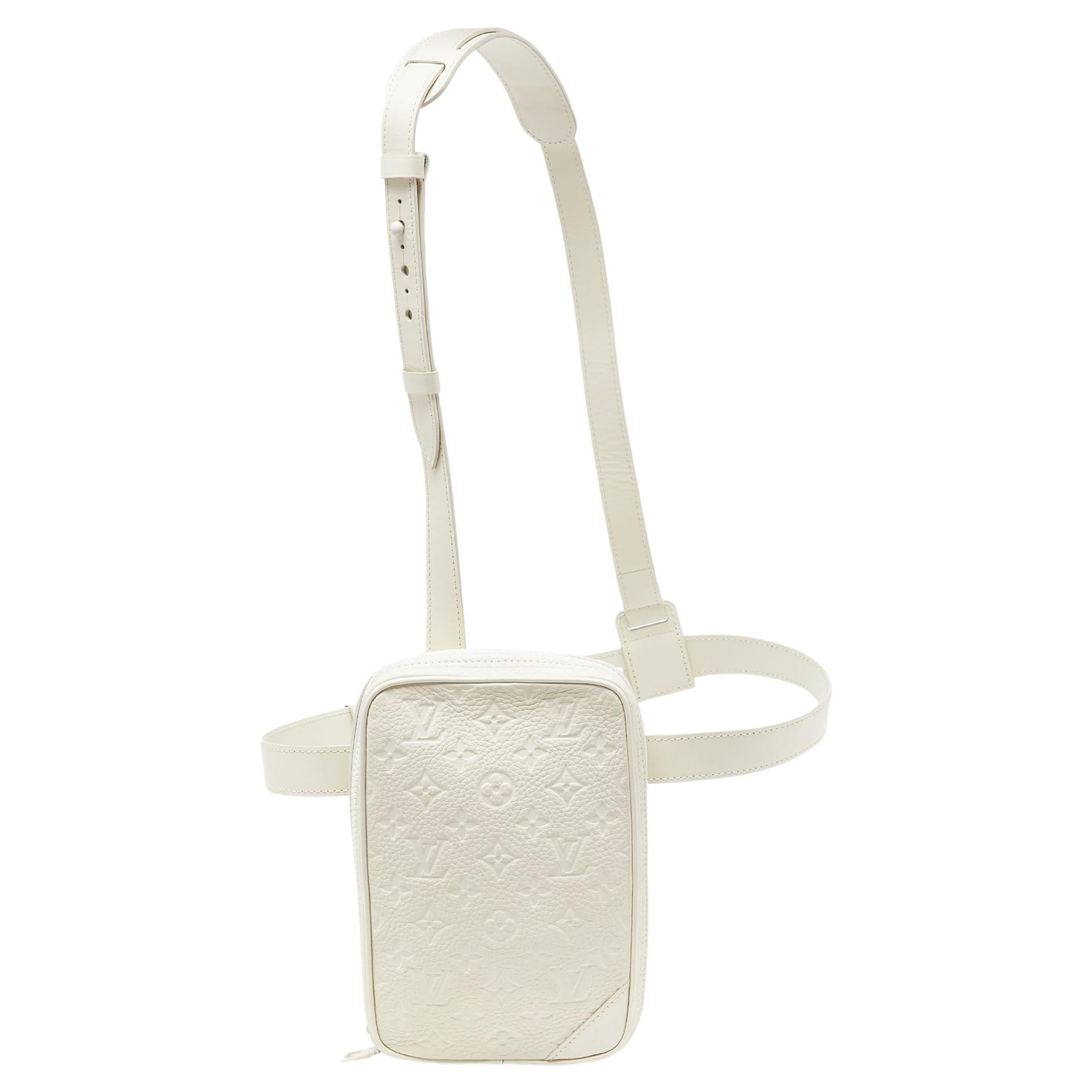 Louis Vuitton White Monogram Empreinte Utility Side Bag For Sale